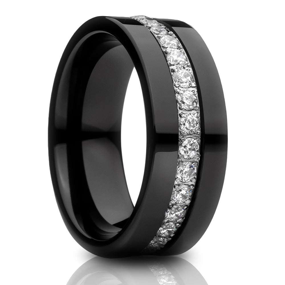 Black Tungsten Wedding Ring 8mm Comfort Fit with CZ Hypoallergenic Sizes 7-15 Image 4