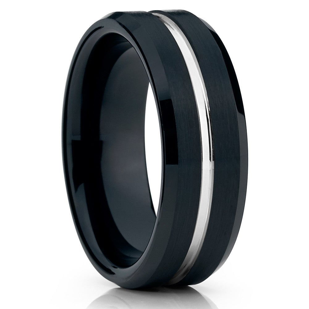 Black Tungsten Carbide Wedding Engagement Ring 8mm Comfort Fit Cobalt Free Image 4