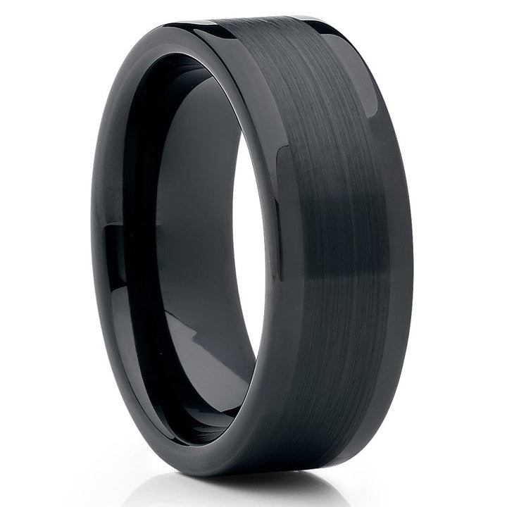 Black Tungsten Wedding Ring 8mm Comfort Fit Anniversary Band Tungsten Carbide Image 4