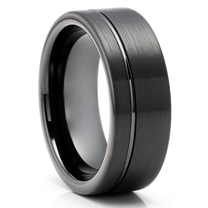 Black Tungsten Wedding Ring 8mm Comfort Fit Cobalt Free Hypoallergenic Mens Ring Image 4