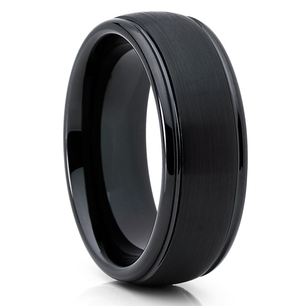 Black Tungsten Carbide Wedding Ring 8mm Mens Comfort Fit Band Sizes 7-15 Image 4