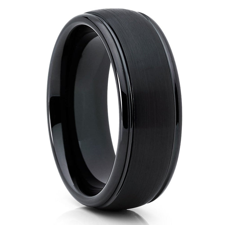 Black Tungsten Carbide Wedding Ring 8mm Mens Comfort Fit Band Sizes 7-15 Image 4