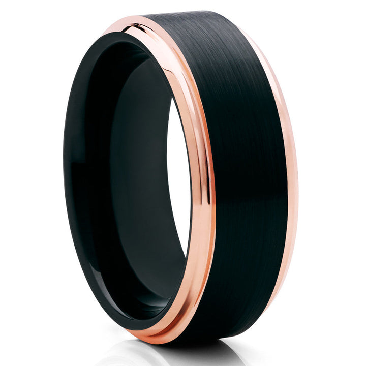 Black Rose Gold Tungsten Carbide Wedding Ring 8mm Comfort Fit Anniversary Size 5-13 Image 4