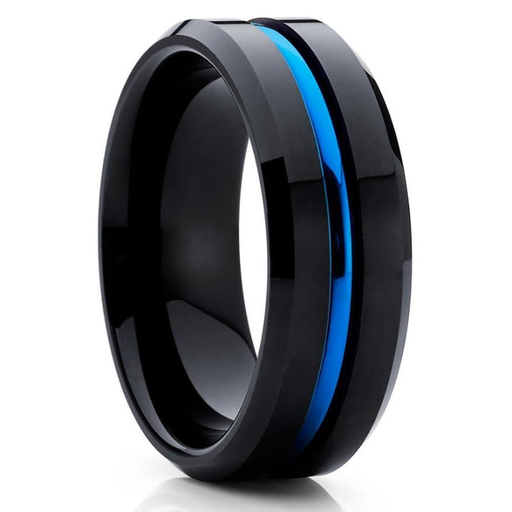 Blue Tungsten Ring Engagement Anniversary 8mm Comfort Fit Cobalt Free Image 4