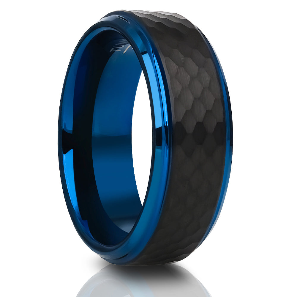 Blue Black Tungsten Carbide Wedding Ring 8mm Comfort Fit Hypoallergenic Sizes 7-15 Image 4