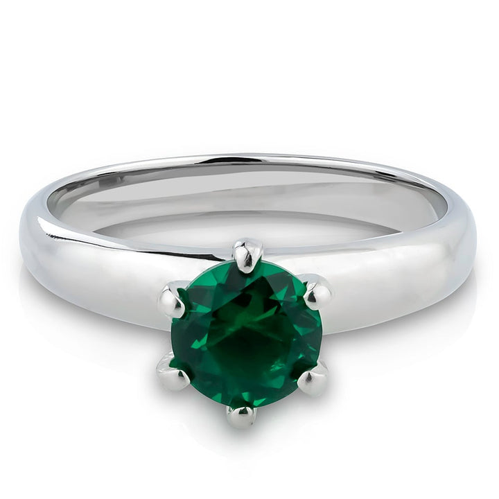 Emerald Solitaire Titanium Wedding Ring 2.7mm Silver Comfort Fit Engagement Ring Image 3