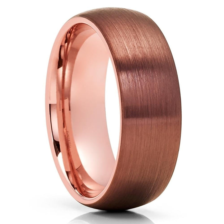 Espresso Rose Gold Tungsten Carbide Wedding Ring 8mm Comfort Fit Size 7-15 Image 1