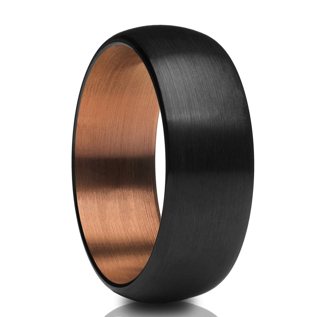 Espresso Black Tungsten Wedding Ring 8mm Comfort Fit Tungsten Carbide Size 6-13 Image 4