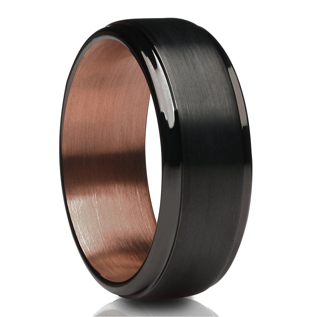 Black Tungsten Wedding Ring 8mm Espresso Comfort Fit Tungsten Carbide Ring Image 4