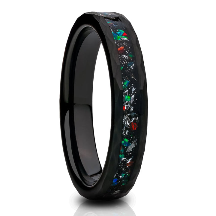 Galaxy Opal Tungsten Ring 4mm Black Comfort Fit Wedding Engagement Anniversary Image 4