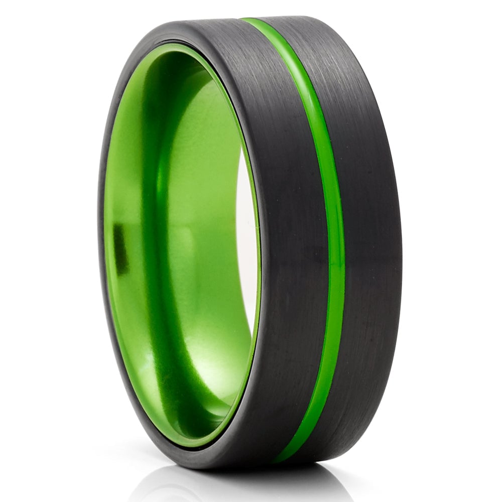 Green Tungsten Carbide Wedding Ring 8mm Comfort Fit Engagement Ring Sizes 5-13 Image 4