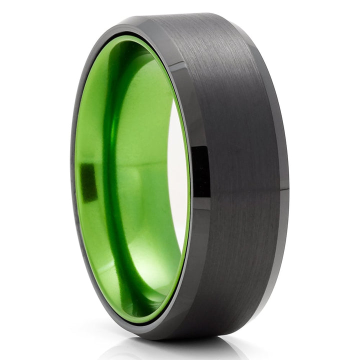 Green Black Tungsten Carbide Ring 8mm Engagement Wedding Band Comfort Fit Image 4