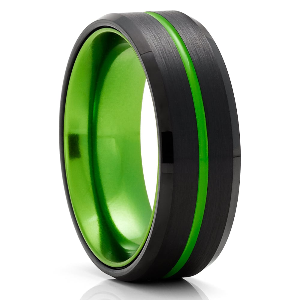 Green Black Tungsten Carbide Wedding Ring 8mm Comfort Fit Size 5-13 Lifetime Image 4