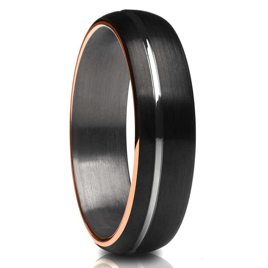 Gunmetal Black Rose Gold Tungsten Carbide Wedding Ring 6mm Comfort Fit Image 1