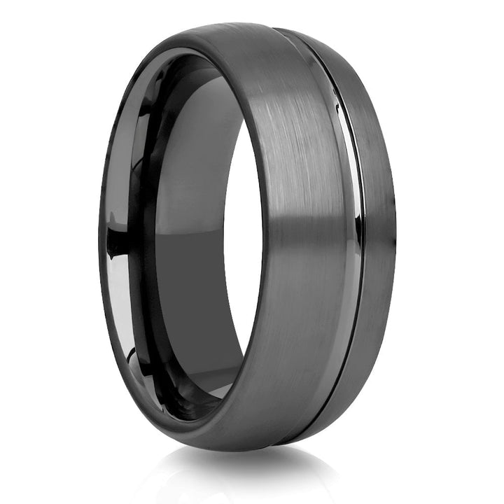 Gunmetal Tungsten Wedding Ring 8mm Dome Comfort Fit Offset Groove Cobalt Free Image 4