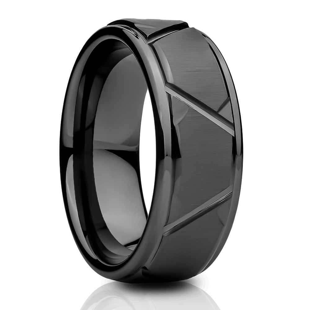 Gunmetal Tungsten Carbide Wedding Ring 8mm Diamond Cut Comfort Fit Cobalt Free Image 4