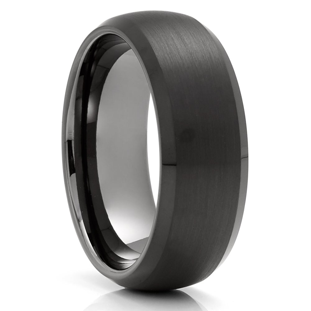 Gunmetal Black Tungsten Wedding Ring 8mm Comfort Fit Dome Tungsten Carbide Band Image 4