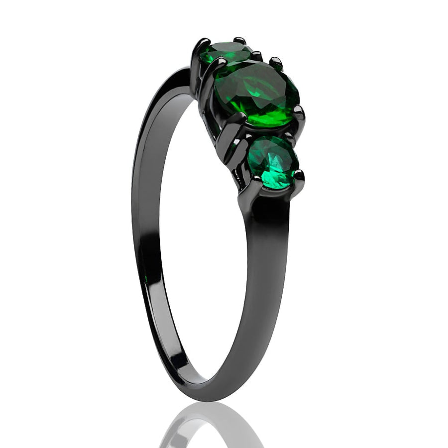 Gunmetal Titanium Engagement Wedding Ring Emerald CZ 2.7mm Comfort Fit 5.5mm Image 1