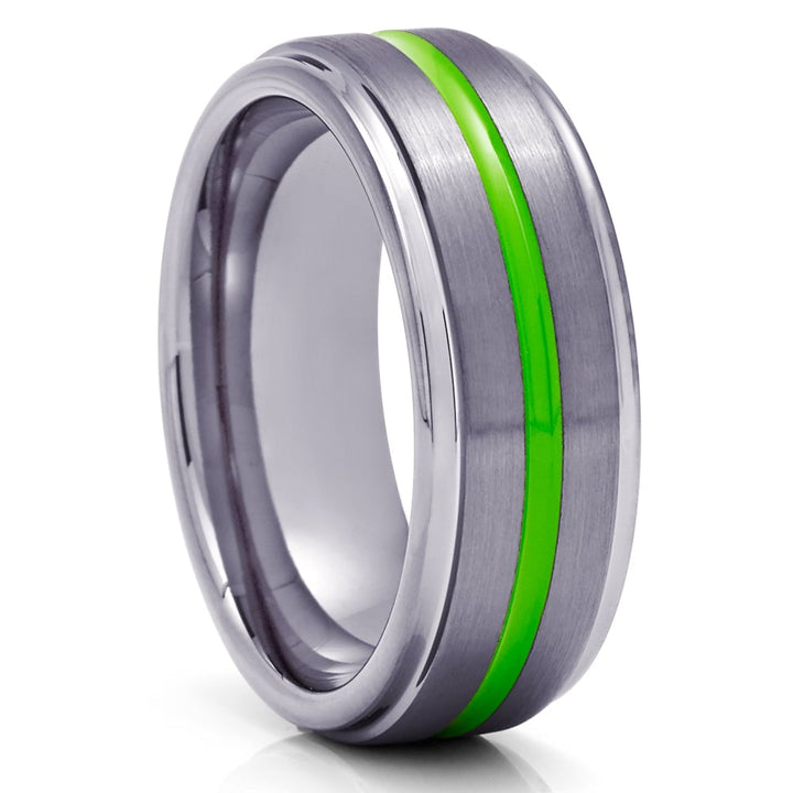 Gunmetal Green Tungsten Wedding Ring 8mm Comfort Fit Cobalt Free Engagement Ring Image 1