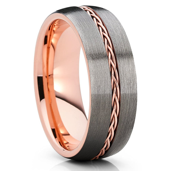 Gunmetal Rose Gold Tungsten Carbide Wedding Ring 8mm Comfort Fit Hypoallergenic Image 4