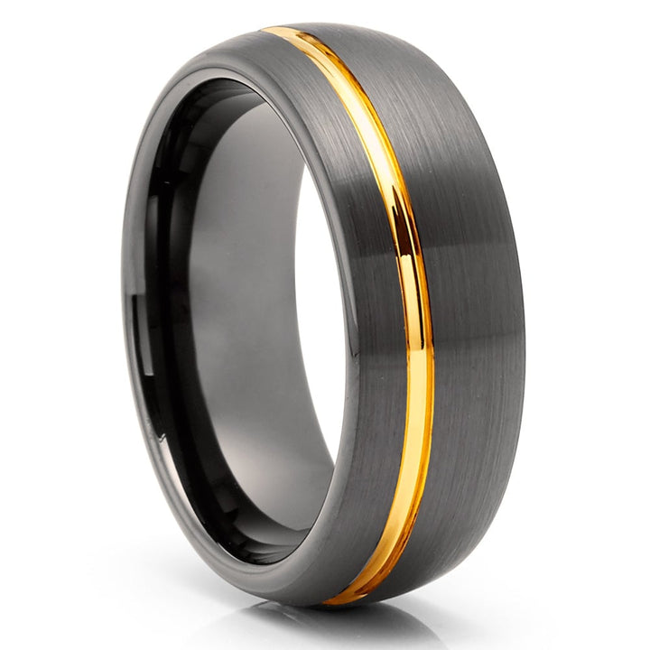 Gunmetal Yellow Gold Tungsten Wedding Ring 8mm Comfort Fit Anniversary Band Image 4