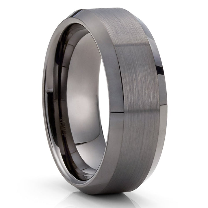 Gunmetal Tungsten Carbide Wedding Ring 8mm Comfort Fit Anniversary Band Image 4