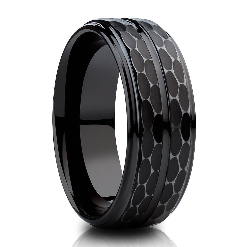 Black Tungsten Carbide 8mm Wedding Ring Comfort Fit Brush Design Hypoallergenic Image 4