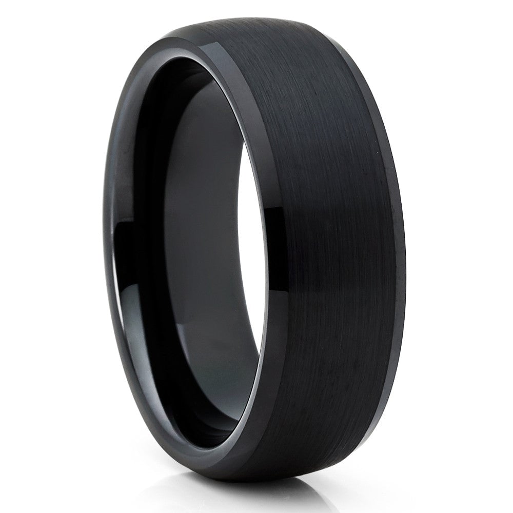 Black Tungsten Carbide Wedding Ring 8mm Comfort Fit Mens Engagement Ring Image 1