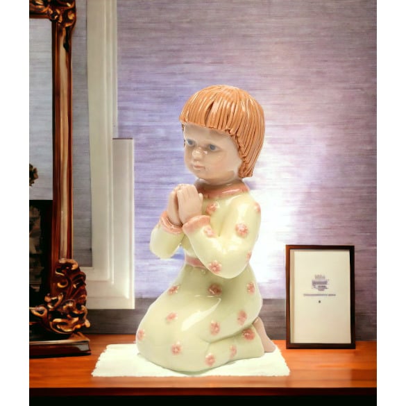 Ceramic Praying Girl Figurine 2 1/8 x 1 7/8 x 3 7/8 H Gift Image 1