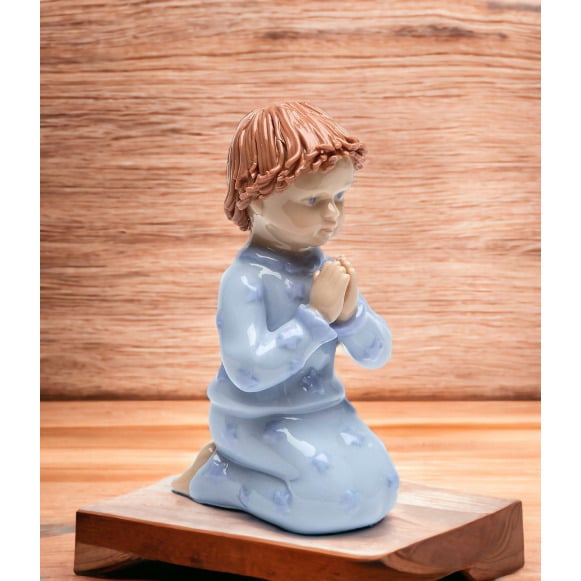 Ceramic Praying Boy Figurine 2 1/8" Baptism Image 1