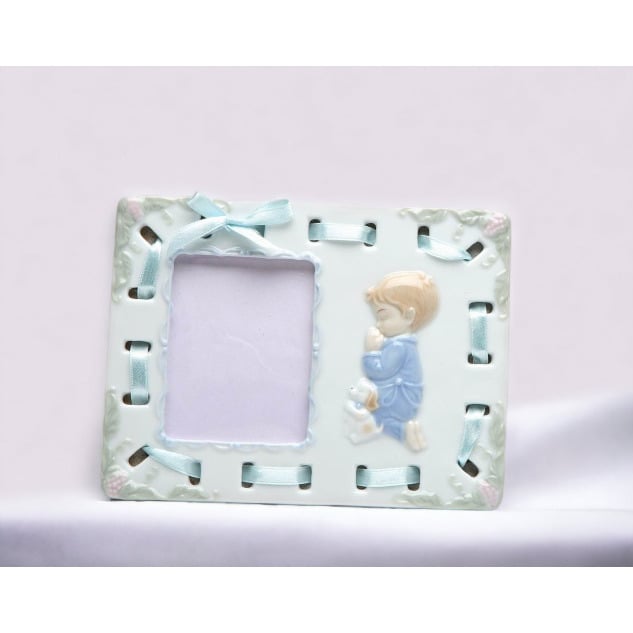 Ceramic Praying Boy Picture Frame 6x4 for Baptism Church Religious Gift Decor Image 1