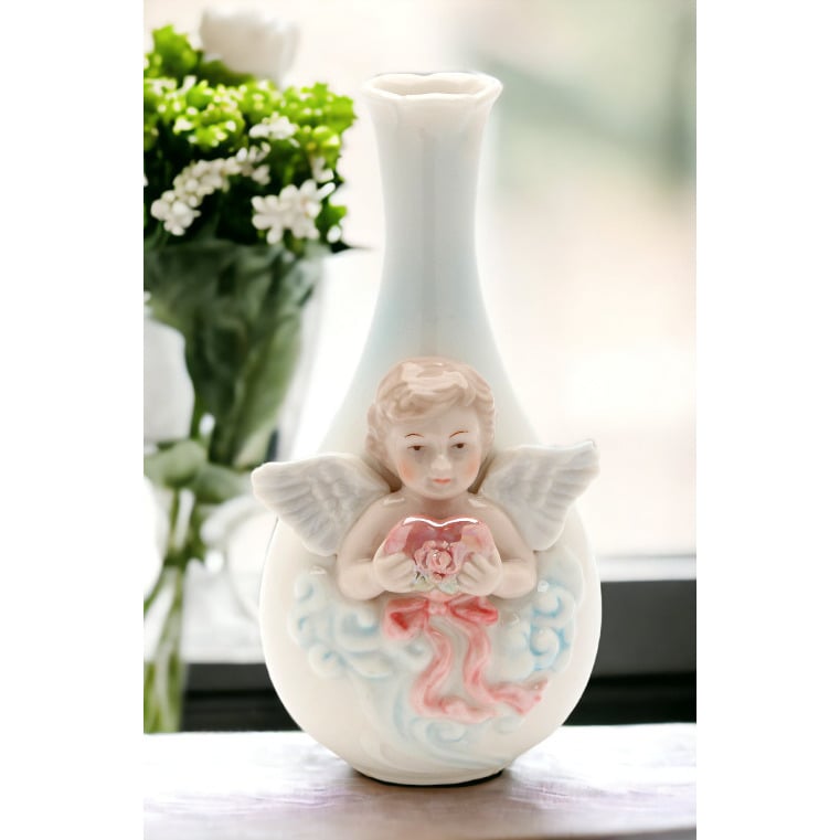 Ceramic Cherub Angel Bud VaseReligious DcorReligious GiftChurch Dcor, Image 1
