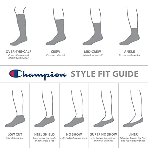 Champion Unisex No-Show Socks 6 Pairs Multi Logo Cotton Blend Size 6-12 8-12 Image 3