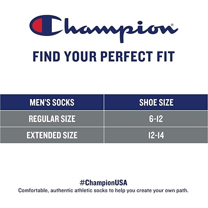 Champion Unisex No-Show Socks 6 Pairs Multi Logo Cotton Blend Size 6-12 8-12 Image 4