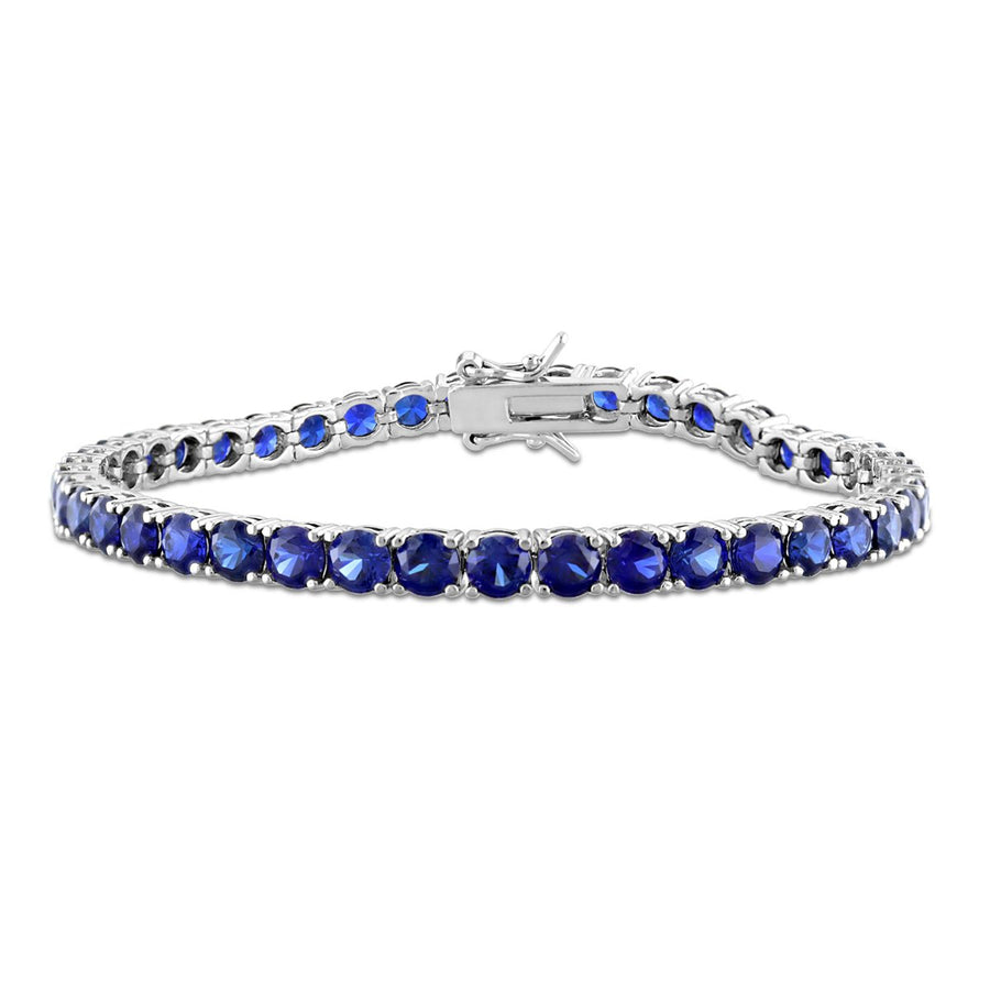 14.49 Carat (ctw) Lab-Created Blue Sapphire Bracelet in Sterling Silver (7.25 Inches) Image 1