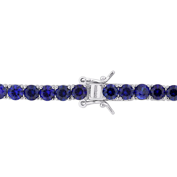 14.49 Carat (ctw) Lab-Created Blue Sapphire Bracelet in Sterling Silver (7.25 Inches) Image 2