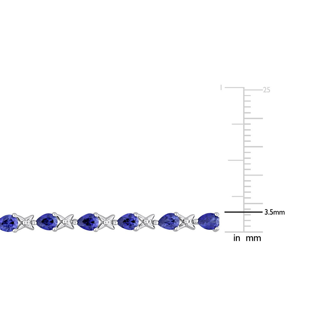 5.28 carat (ctw) Lab-Created Blue Sapphire X Link Bracelet in Sterling Silver (7.25 Inches) Image 3