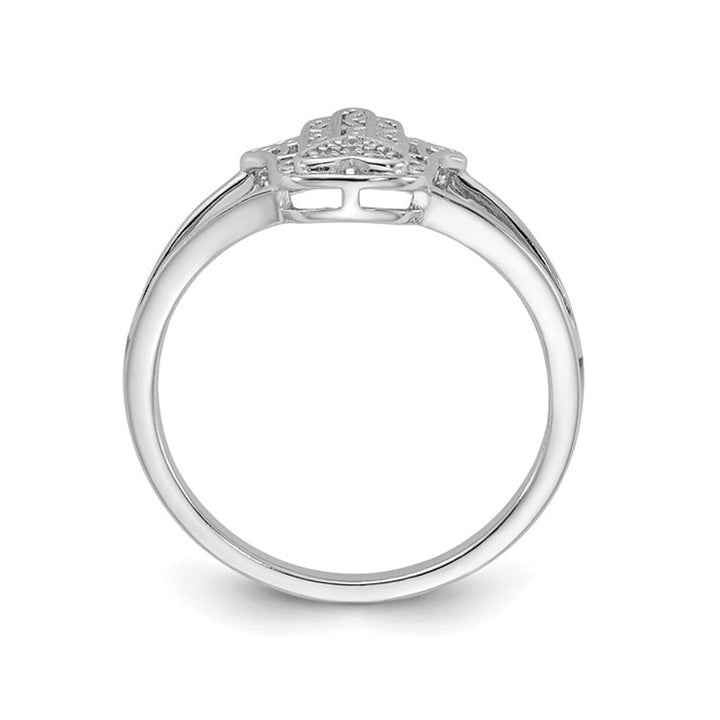 Sterling Silver Heart Hamsa Ring with Synthetic Cubic Zirconia (CZ)s Image 4