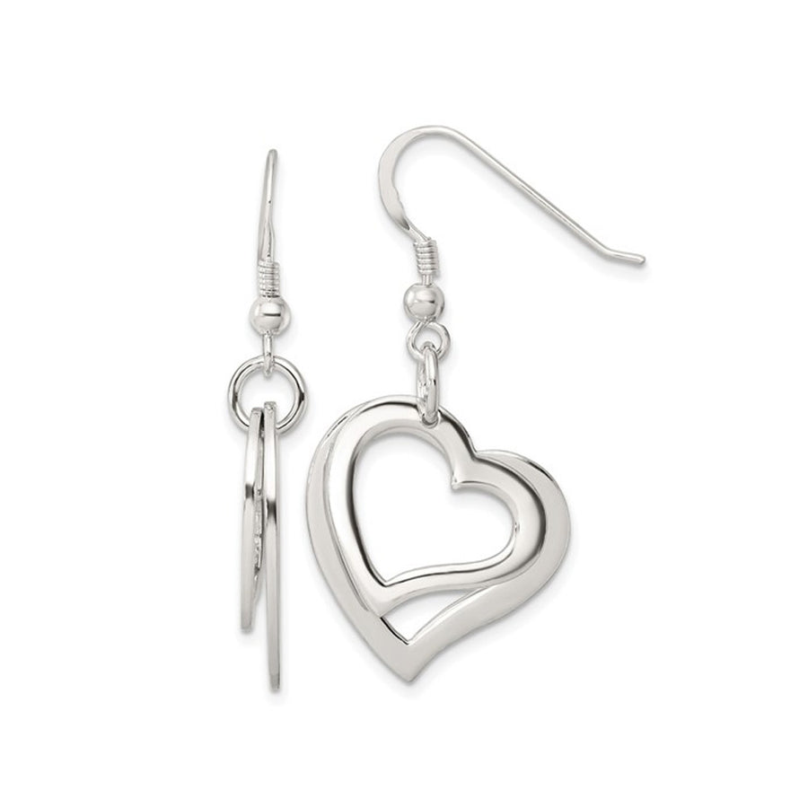 Sterling Silver Open Heart Dangle Earrings Image 1