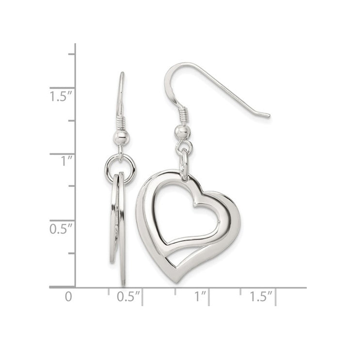 Sterling Silver Open Heart Dangle Earrings Image 3