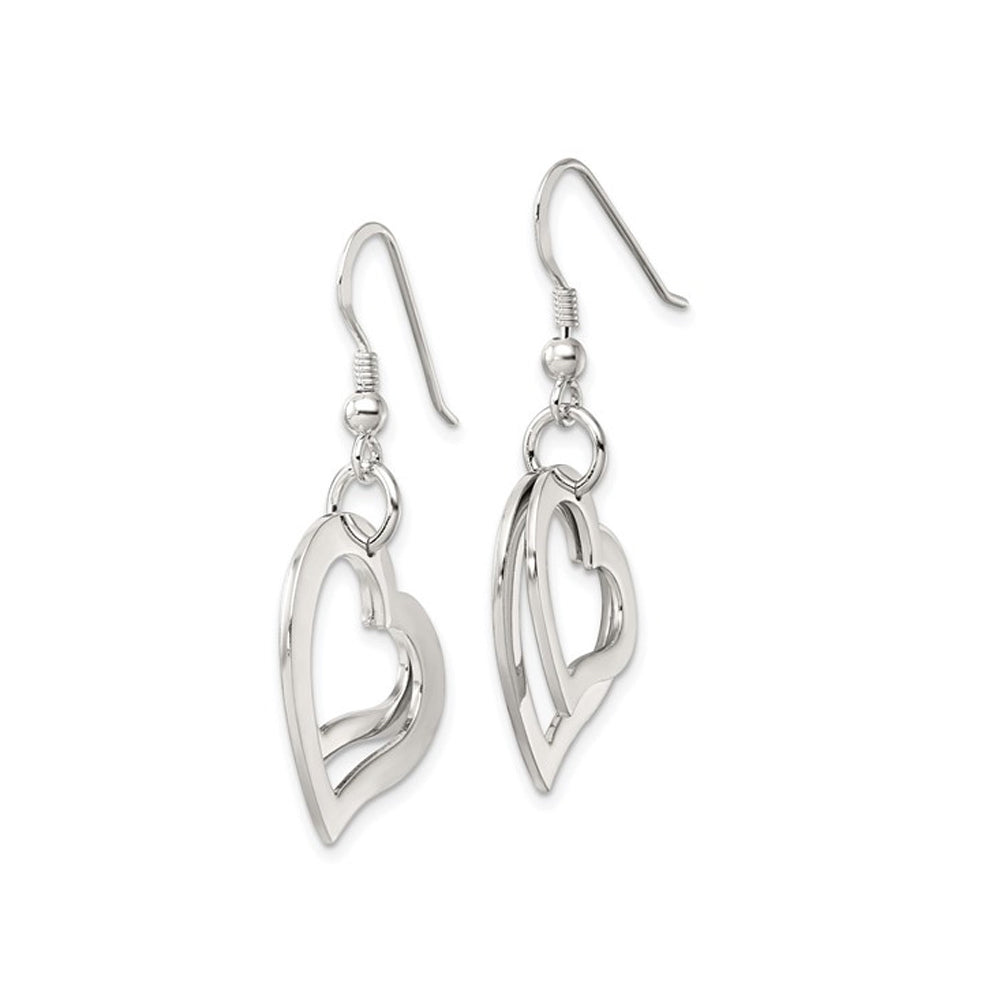 Sterling Silver Open Heart Dangle Earrings Image 4