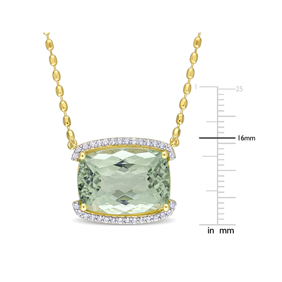 16.60 Carat (ctw) Green Quartz Pendant Necklace in Yellow Plated Sterling Silver with Chain Image 2