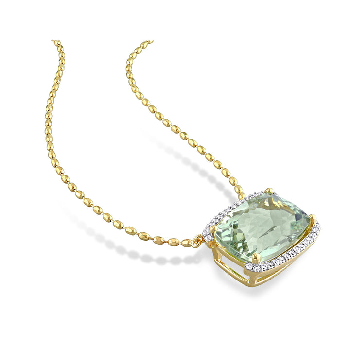 16.60 Carat (ctw) Green Quartz Pendant Necklace in Yellow Plated Sterling Silver with Chain Image 3