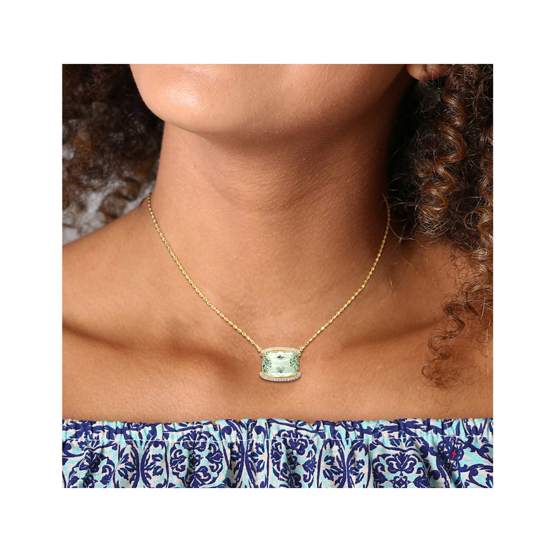 16.60 Carat (ctw) Green Quartz Pendant Necklace in Yellow Plated Sterling Silver with Chain Image 4