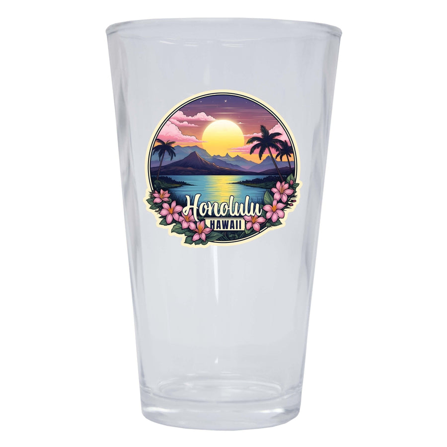 Honolulu Hawaii B Souvenir 16 oz Pint Glass Image 1