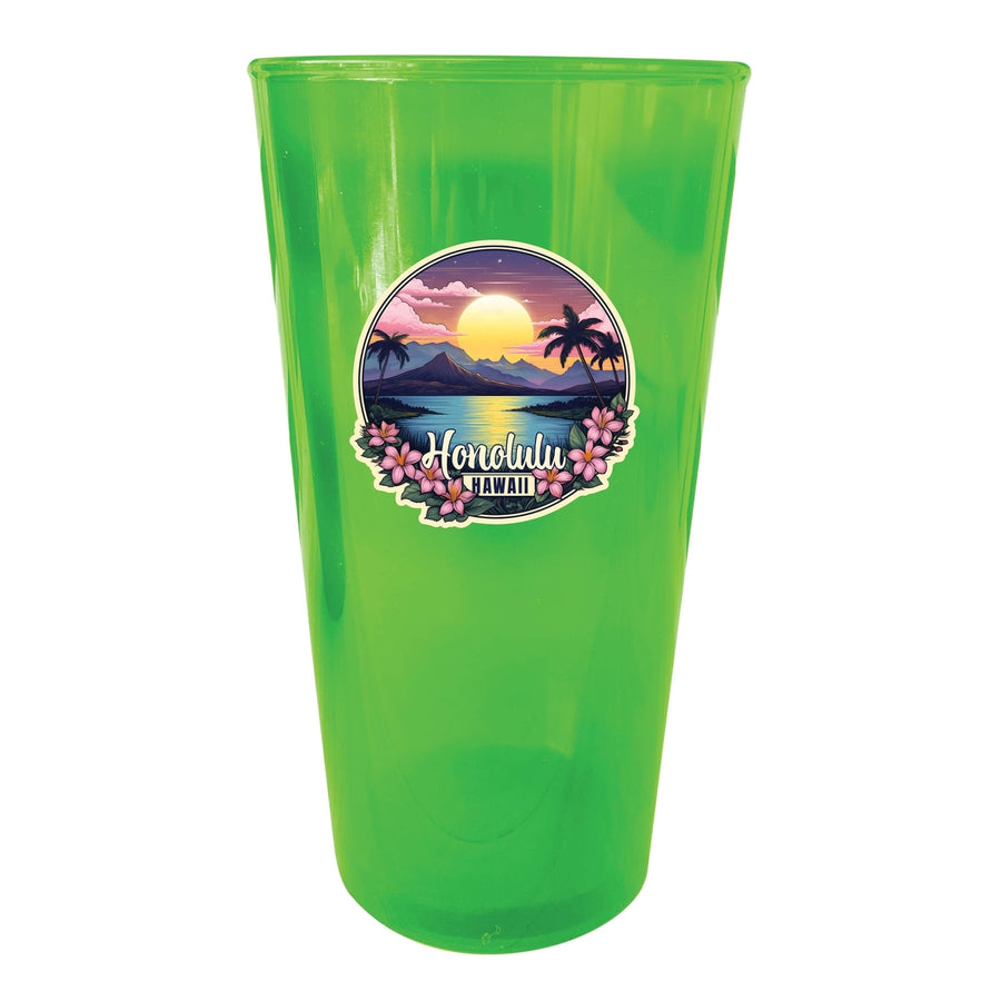 Honolulu Hawaii B Souvenir Plastic 16 oz pint Image 1