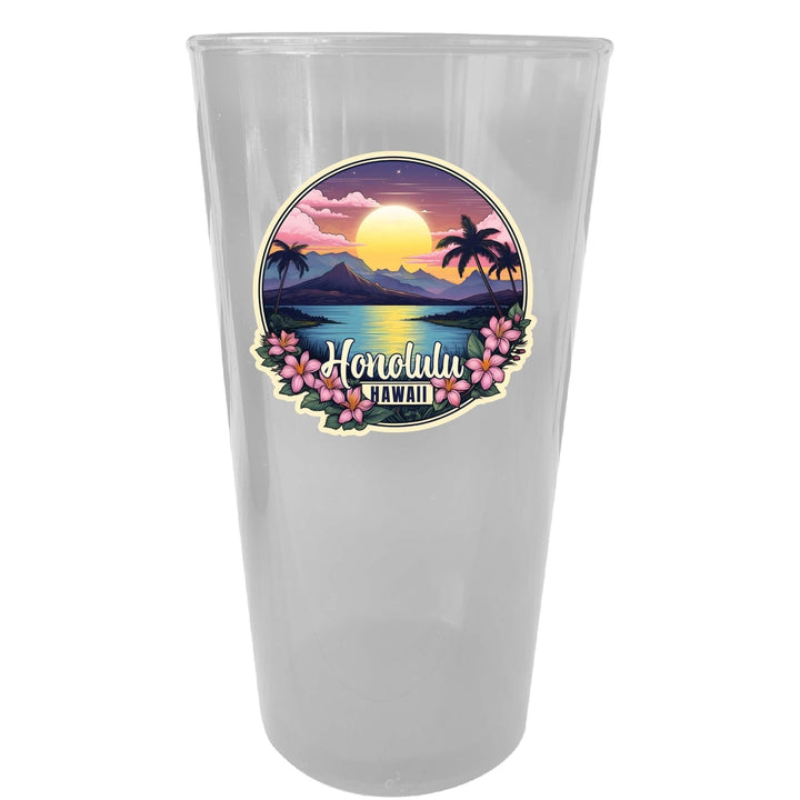 Honolulu Hawaii B Souvenir Plastic 16 oz pint Image 2