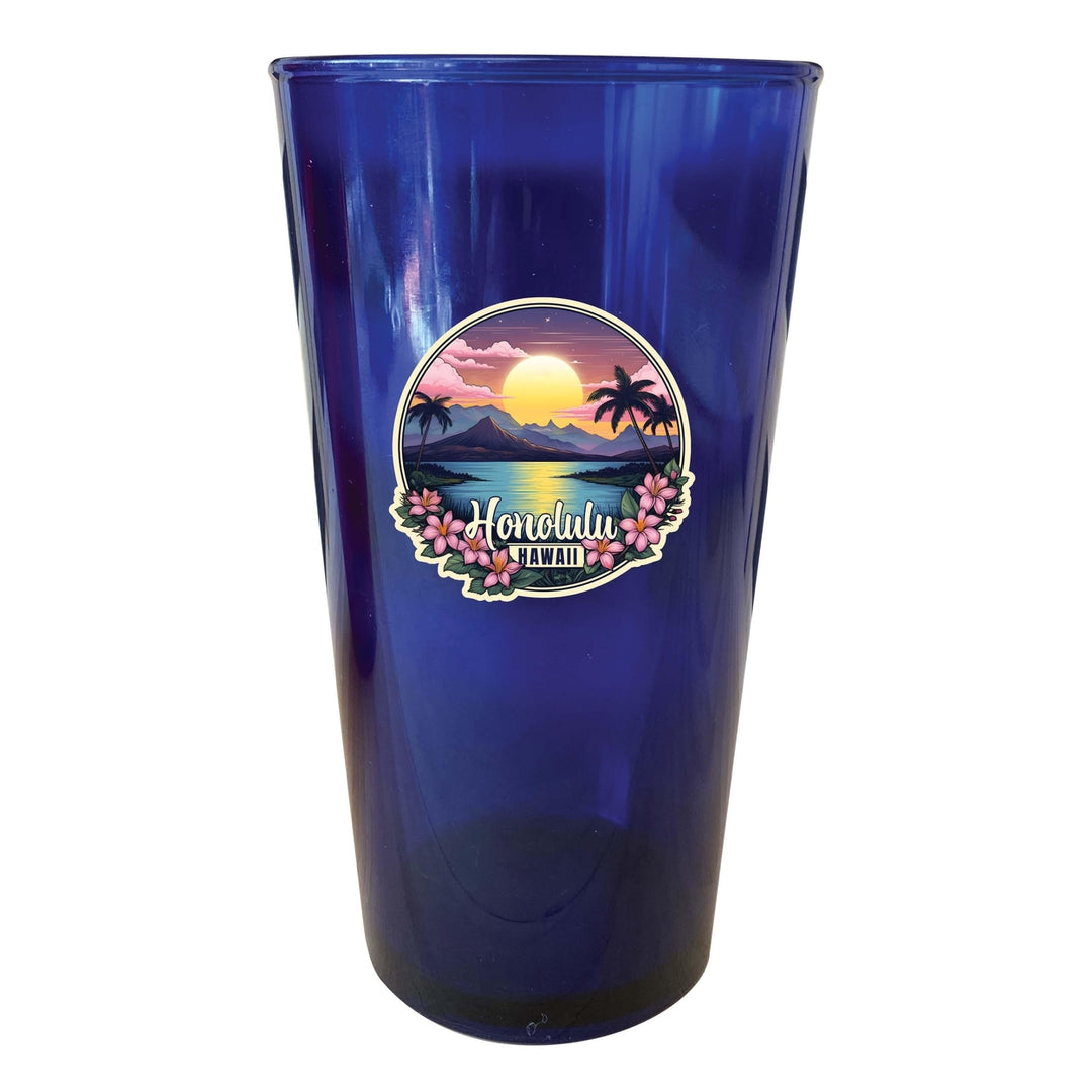 Honolulu Hawaii B Souvenir Plastic 16 oz pint Image 3