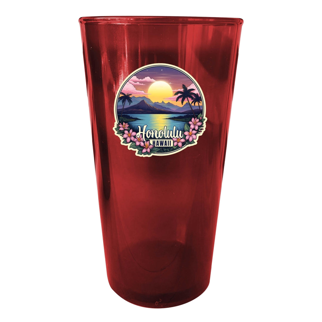 Honolulu Hawaii B Souvenir Plastic 16 oz pint Image 4