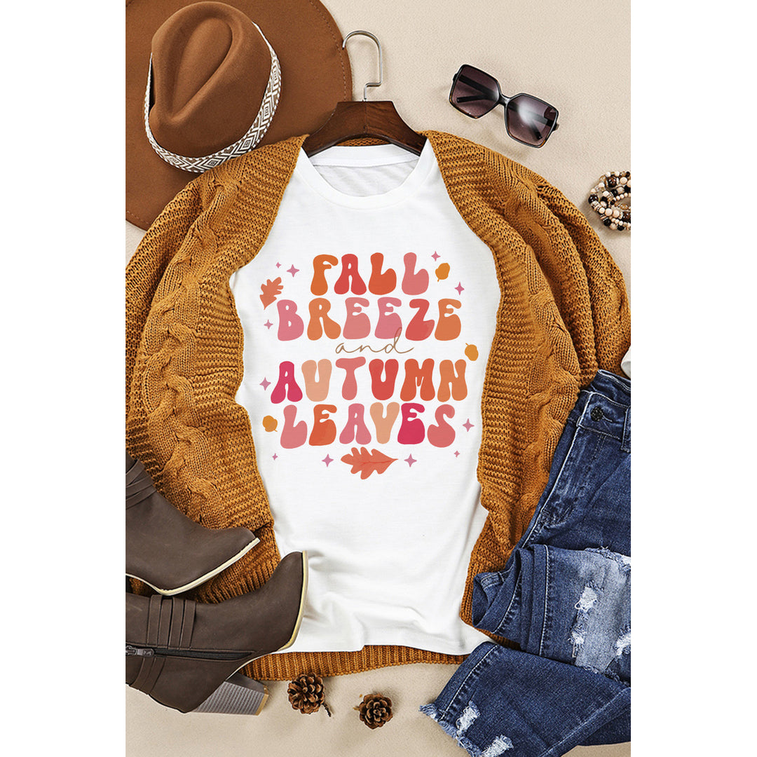 Womens White FALL BREEZE and AUTUMN LEAVES Graphic Tee Image 1